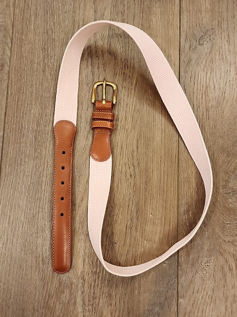 Vintage Coach Natural Linen & Leather Belt Pink Preppy Brass Buckle size 36